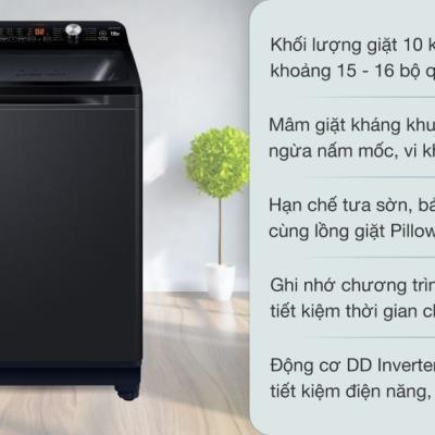 Máy giặt lồng đứng Aqua Inverter DD 10Kg AQW-DR101GT.BK